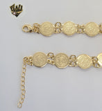 (1-0793) Gold Laminate - 12mm Medals Bracelet - 7" - BGO - Fantasy World Jewelry