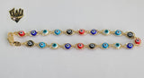 (1-0146) Gold Laminate - 6.5mm Multicolor Eyes Anklets - 10" - BGF - Fantasy World Jewelry