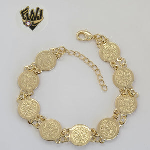 (1-0793) Gold Laminate - 12mm Medals Bracelet - 7" - BGO - Fantasy World Jewelry