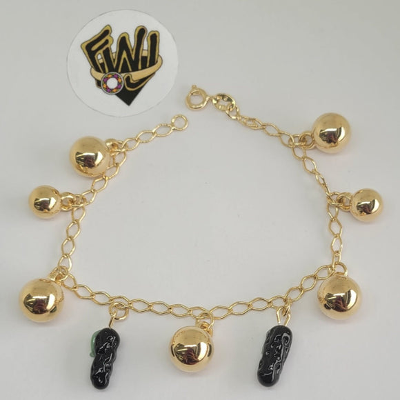 (1-0701) Gold Laminate- Link Azabache Bracelet-7