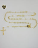 (1-3336) Gold Laminate - 5mm Saint Michael Archangel Rosary Necklace - 24" - BGO.
