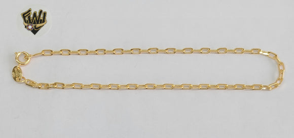 (1-0086) Gold Laminate - 2.5mm Paper Clip Anklet - 10