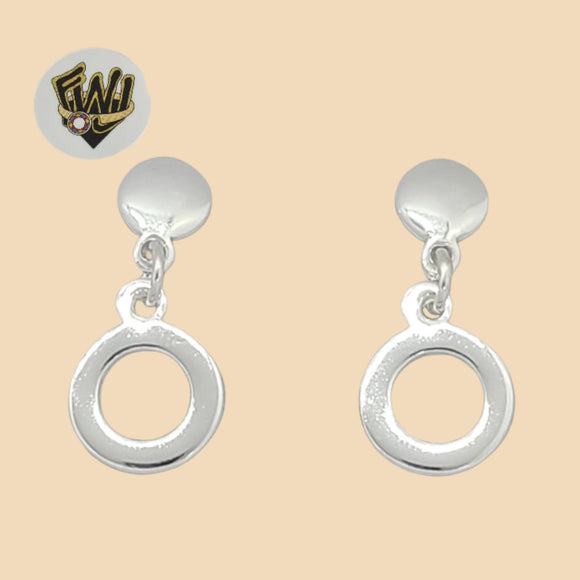 (2-3234) 925 Sterling Silver - Circle Dangle Earrings. - Fantasy World Jewelry