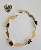 (1-0535) Gold Laminate Bracelet -7mm Alternative Bracelet w/ Elephants- 7''-BGO - Fantasy World Jewelry