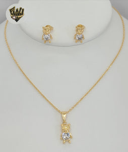 (1-6027) Gold Laminate - Zircon Bear Set - BGF - Fantasy World Jewelry