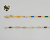 (1-1597-1) Laminado de oro - Cadena de eslabones rectangulares multicolores de 3 mm - BGF