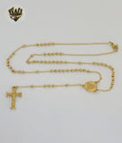 (4-6002) Stainless Steel - 3mm Mary Virgin Rosary Necklace - 20".
