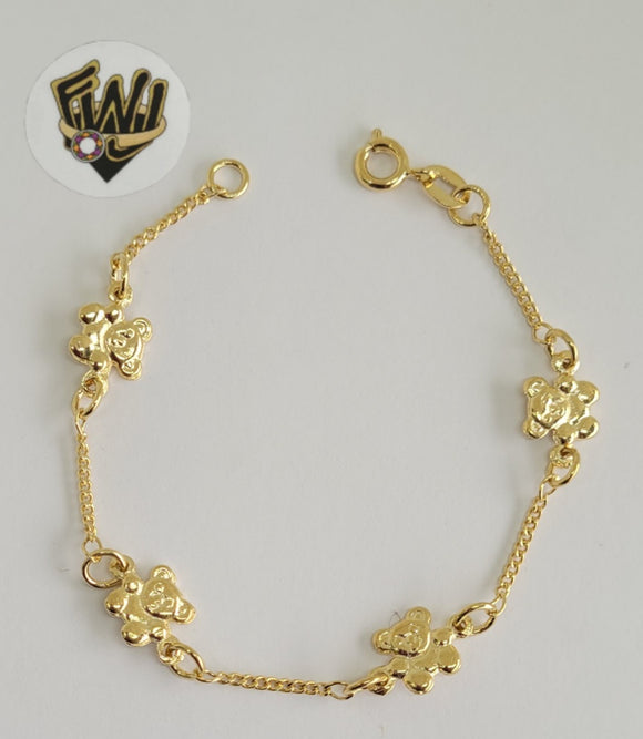 (1-0935) Gold Laminate - 1.5mm Curb Link W/ Bears Bracelet - 6.5