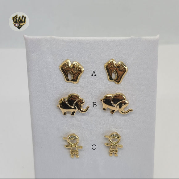 (1-1116) Gold Laminate Earrings - BGF - Fantasy World Jewelry