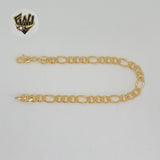 (1-60055) Gold Laminate - 6.5mm Figaro Link Men Bracelet - 8" - BGF