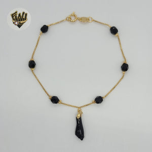 (1-0692) Gold Laminate - 1mm Figa Hand Bracelet - 7.5" - BGF - Fantasy World Jewelry