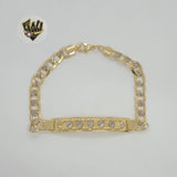 (1-60020) Gold Laminate - 7mm Two Tones Curb Link Men Bracelet - 8.5" - BGF - Fantasy World Jewelry