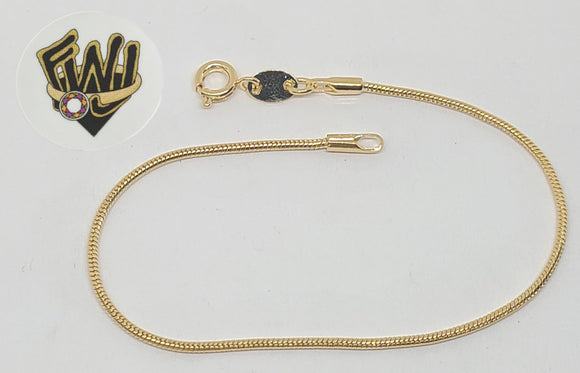 (1-0414) Gold Laminate - 1.5mm Round Snake Bracelet - BGF - Fantasy World Jewelry