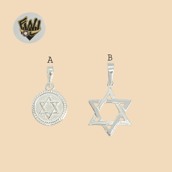 (2-1122) 925 Sterling Silver - Star of David Pendants.