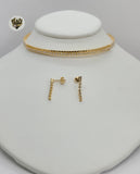 (1-6288) Gold Laminate - Zircon Choker Set - BGF - Fantasy World Jewelry