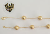 (1-0712) Gold Laminate - Link Bracelet w/ Balls - 8" -BGO - Fantasy World Jewelry