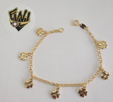 (1-0611) Gold Laminate Bracelet-3mm Rolo Link Bracelet w/Charms -7''-BGF - Fantasy World Jewelry