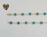 (1-1539) Gold Laminate - 7mm Evil Eye Link Chain - BGO