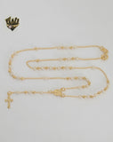 (1-3328) Gold Laminate - 3mm Miraculous Virgin Rosary Necklace - 18" - BGF.