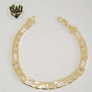 (1-60051) Gold Laminate - 7.5mm Figaro Link Men Bracelet- 8.5" - BGF - Fantasy World Jewelry