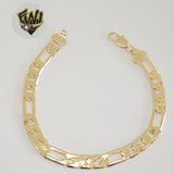 (1-60051) Gold Laminate - 7.5mm Figaro Link Men Bracelet- 8.5" - BGF - Fantasy World Jewelry