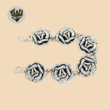 (2-0339) 925 Sterling Silver - 24mm Flower Link Bracelet.