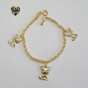 (1-0997) Gold Laminate-3mm Rolo Link Kids Bracelet w/ Charms - 6" - BGF - Fantasy World Jewelry
