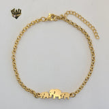 (4-4275) Stainless Steel - 1mm Rolo Elephant Bracelet - 8.5" - Fantasy World Jewelry