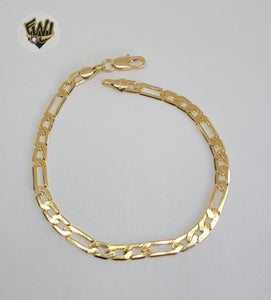 (1-60044) Gold Laminate - 4.5mm Flat Figaro Bracelet - 8" - BGF - Fantasy World Jewelry