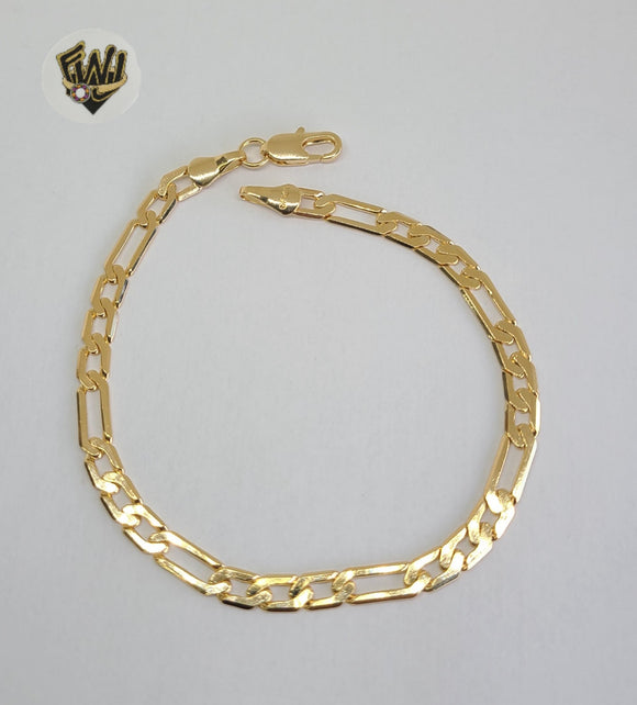 (1-60044) Gold Laminate - 4.5mm Flat Figaro Bracelet - 8