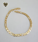 (1-60044) Gold Laminate - 4.5mm Flat Figaro Bracelet - 8" - BGF - Fantasy World Jewelry