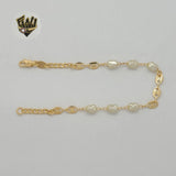 (1-0750) Gold Laminate - 3mm Curb Link Pearls Bracelet - 7.5" - BGF