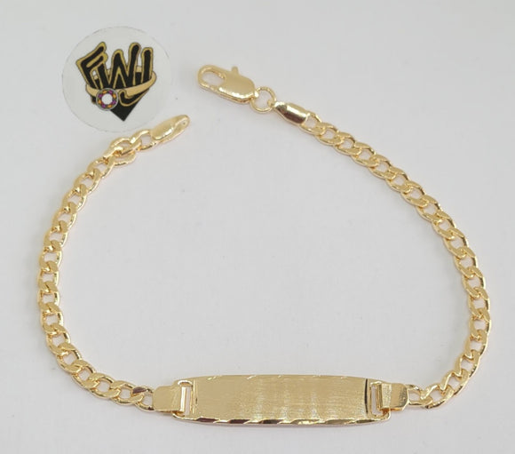 (1-60064) Gold Laminate -3.5mm Curb Link Men Bracelet w// Plate - 8