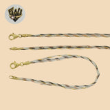 (2-66109) 925 Sterling Silver - 2mm Three Tones Set. - Fantasy World Jewelry