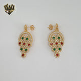 (1-1221-1) Gold Laminate - Multicolor Long Earrings - BGO