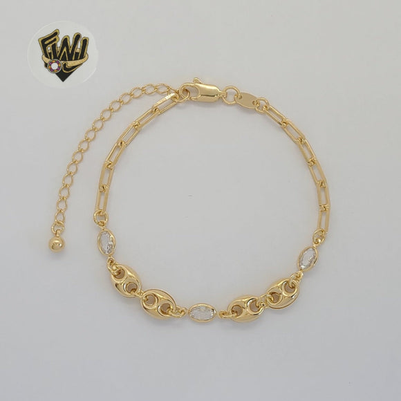 (1-0755-2) Gold Laminate - 4mm Paper Clip Link Hollow Puff Bracelet - 7