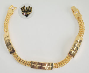 (1-60054) Gold Laminate - 7mm Alternative Link Men Bracelet- 9.5" - BGF - Fantasy World Jewelry