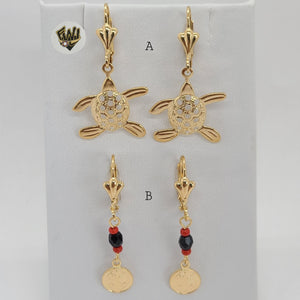 (1-1156) Gold Laminate - Long Earrings - BGF - Fantasy World Jewelry