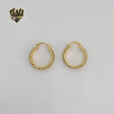 (1-2972) Gold Laminate - Green Stones Hoops - BGO