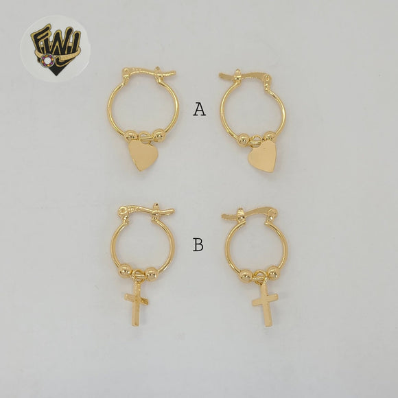 (1-2688-1) Gold Laminate - Charms Hoops Earrings - BGF