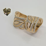 (1-3142) Gold Laminate -CZ Crossed Ring - BGO - Fantasy World Jewelry