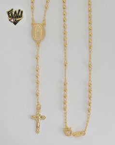 (1-3359-2) Gold Laminate - 3mm Guadalupe Virgin Rosary Necklace - 16" - BGF