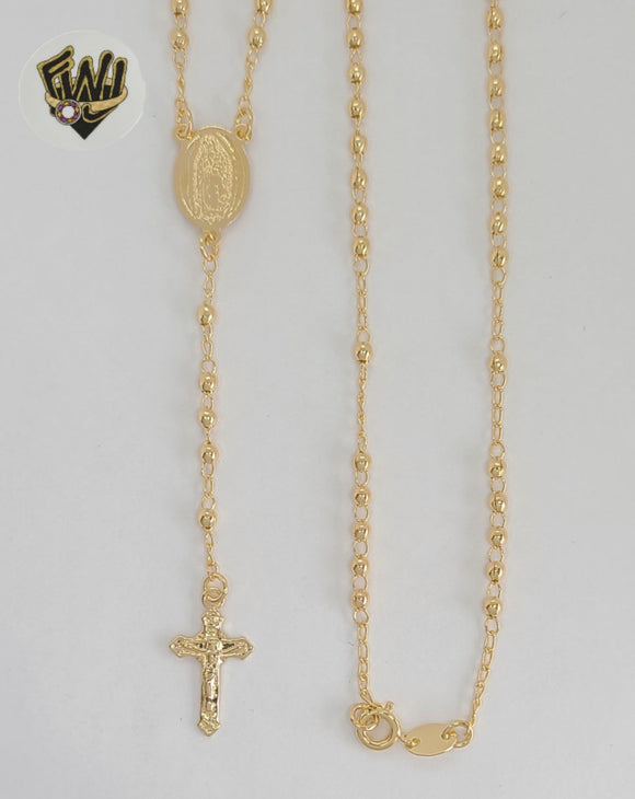(1-3359-2) Gold Laminate - 3mm Guadalupe Virgin Rosary Necklace - 16