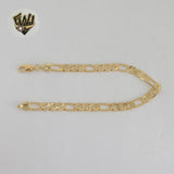 (1-60048) Gold Laminate - 5.5mm DC Figaro Link Men Bracelet - 8" - BGF