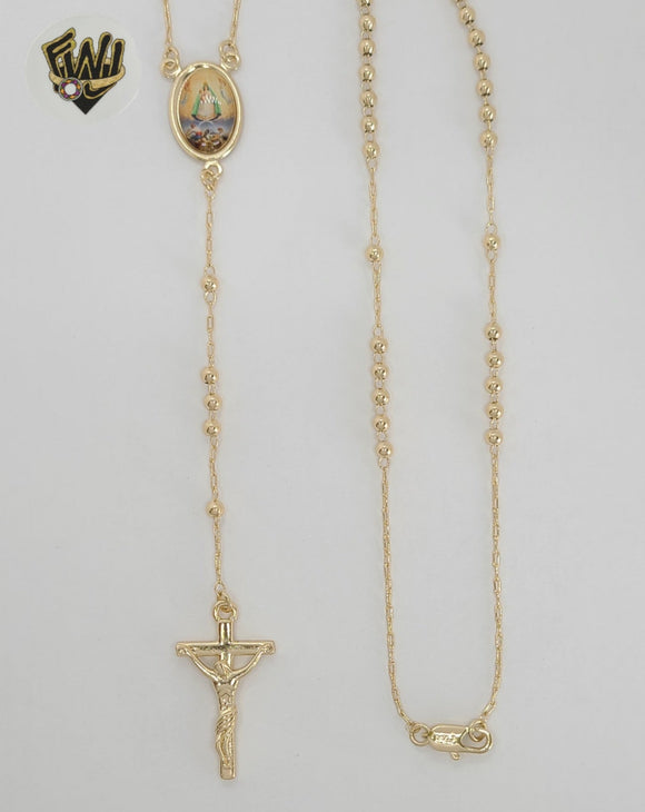 (1-3325) Laminado de oro - Collar Rosario de Nuestra Señora de la Caridad de 3 mm - 20