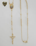 (1-3325) Gold Laminate - 3mm Our Lady of Charity Rosary Necklace - 20" - BGO.