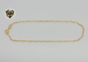 (1-0044) Gold Laminate - 2mm Paper Clip Link Anklet - 10” - BGF