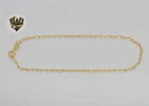 (1-0032-1) Gold Laminate - 2mm Paper Clip Link Anklet - 10” - BGF