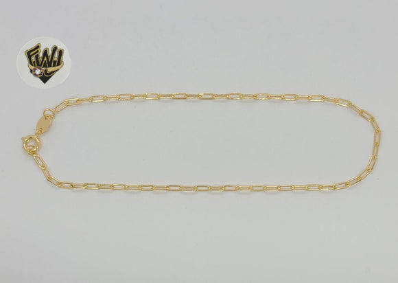 (1-0032-1) Gold Laminate - 2mm Paper Clip Link Anklet - 10” - BGF