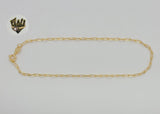 (1-0032-1) Gold Laminate - 2mm Paper Clip Link Anklet - 10” - BGF